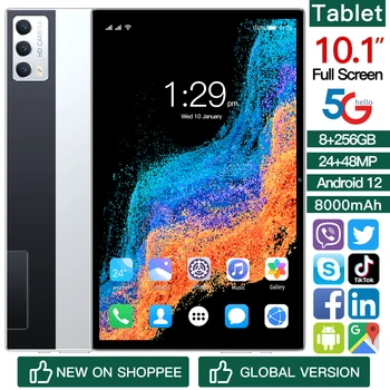 2023 Нов раздел Глобалната версия на Android 12 5G Call Phone WiFi Таблет с 10,1-Инчов 8G + 256 GB Таблет с две СИМ-карти за Подаръци