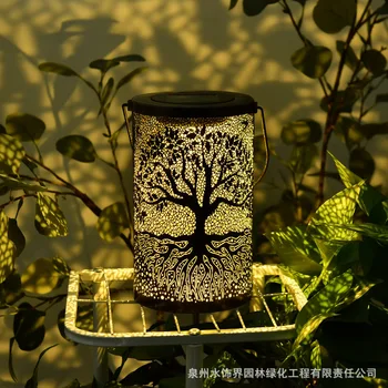 Лампа от желязната дърво, външен слънчева светлина, за да видите в двора и декоративна атмосфера, деликатен окачен лампа