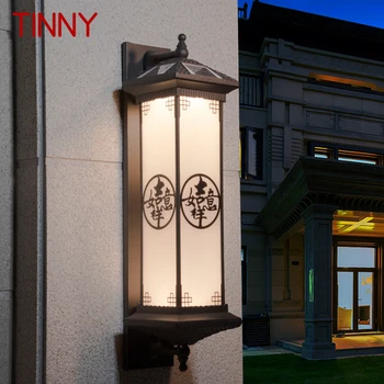 Миниатюрен уличен слънчев, с монтиран на стената лампа Творчески китайски кафе тела-аплици LED Водоустойчива IP65 за къщи, Вили, тераси, двор