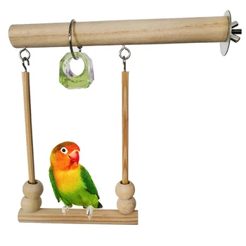 Играчка-люлка за птици, дървени поставки за папагал, поставка за игри с жевательными мъниста, клетка, шкаф за спане, играчки за птици-вълнообразни попугайчиков