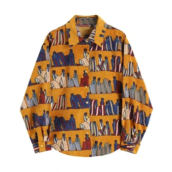 Реколта реколта вельветовая риза 2023, в есенно-зимната мода на горно облекло, без ежедневно яке за междуградски пътувания с принтом