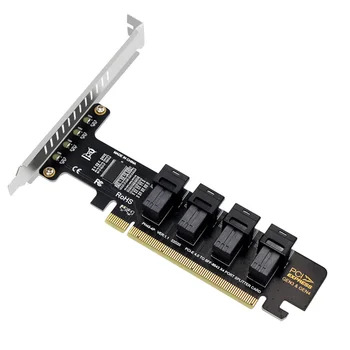 NGFF PCI-E 16X 4 порта U. 2 Разъемная карта за разширяване на NVME СФФ-8639/8643 NVME PCIE SSD Адаптер за дънната платка SSD