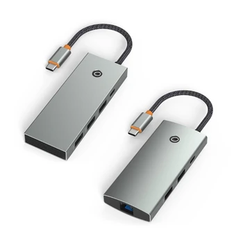 2023 Нова докинг станция 6 в 1 TypeC от Алуминиева Сплав USB-хъб с разширяване на съвместим HD-Порт Rj-45 за Екрана Tablet pc