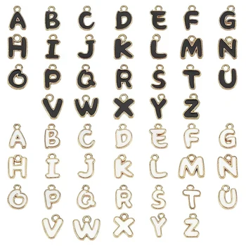 1 комплект/26 бр., позлатени Эмалевые окачване с азбука, висулки от метални сплави A-Z с букви За бижута 