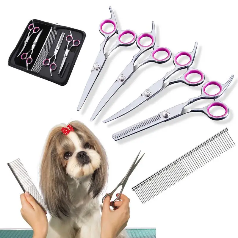 Бр. Ножица за подстригване на кучета от неръждаема стомана Ножици за подрязване на котешка вълна Редки остри Режещи ръбове на Инструменти за подстригване на козината на котето животно0