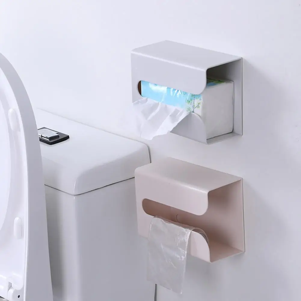 Диспенсер за хартиени кърпички, Универсален, с монтиран на стената кутия за съхранение на хартиени кърпички в банята, Многофункционален държач за тоалетна хартия, консумативи за салфетки0