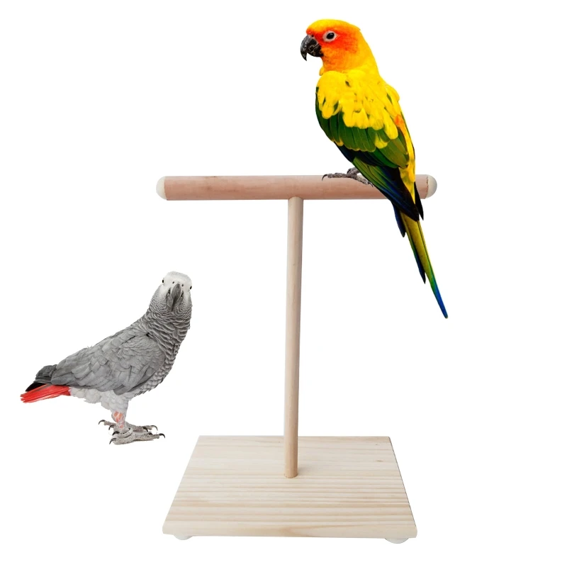 Дървена жердочка за папагал, Т-образна поставка за дресура на птици, играчки за шлайфане на лапите, игрова платформа за гнездене в клетка за домашни любимци1