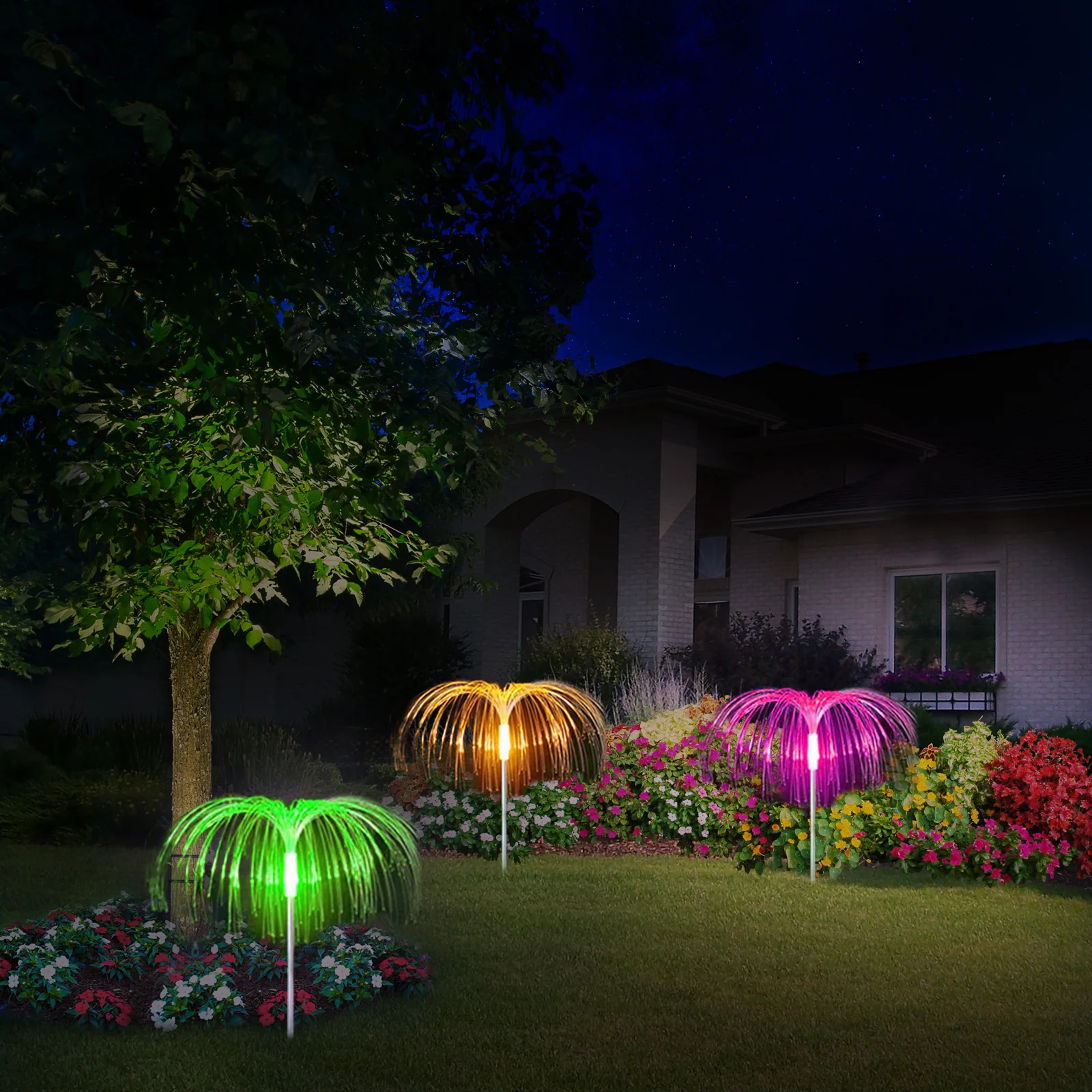 Слънчев градински лампа с медузи ♫ Начало декор 1200 ма Медуза Заземен щепсел IP65 Осветление, Декорации за двор и градина2